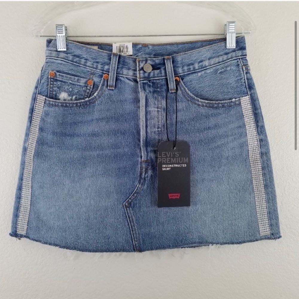Levi's NWT Sequin Deconstruct Distress Denim Skirt